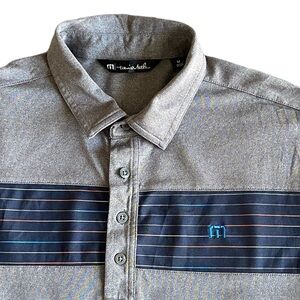 Travis Mathew Golf Polo Shirt Mens M Gray Lightweight Casual Stretch EUC